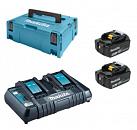Набор Makita LXT MKP3G182: аккумулятор BL1860B x 2 шт + ЗУ DC18RD двойное + кейс MakPac 2