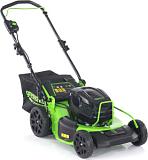 Газонокосилка аккумуляторная GreenWorks GC82HPLM51 с АКБ 5 А/ч и ЗУ (PRC, BL 82В, 51 см, сталь, 2 слота под АКБ,  3 в 1, 60 л, 34.5 кг)